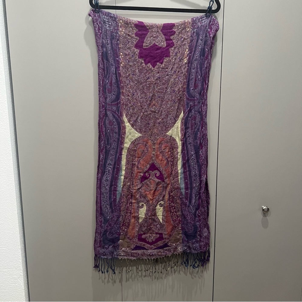 Purple Multicolor Design Pashmina Cute Beautiful Festival Scarf